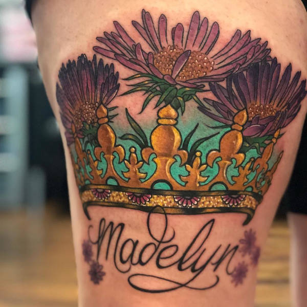 A crown tattoo.